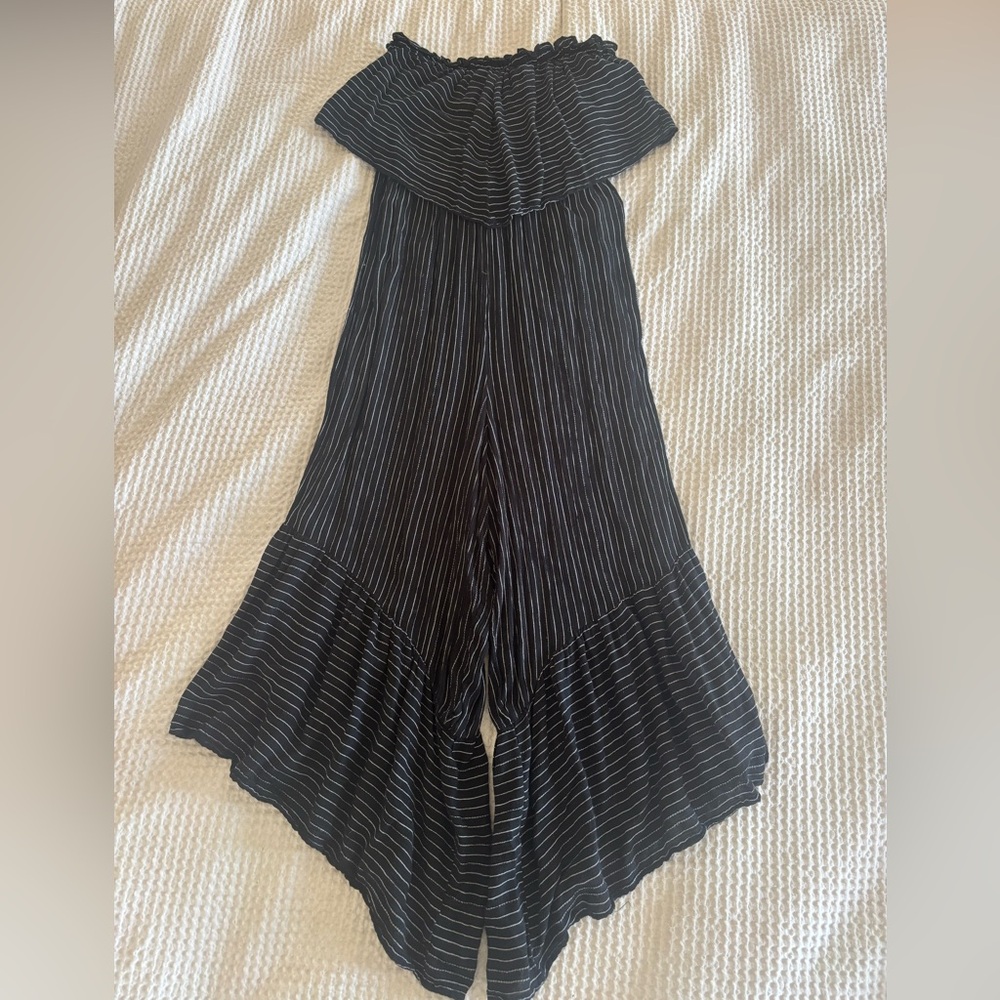 American Eagle Outfitters Black and White Jumpsuit with Flowy Palazzo Legs